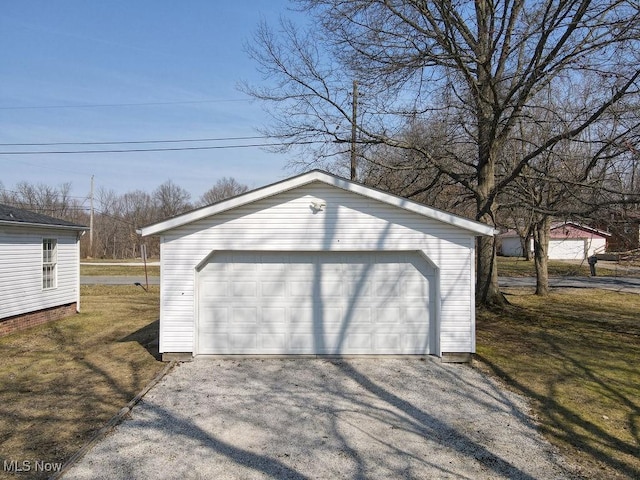 view of detached garage