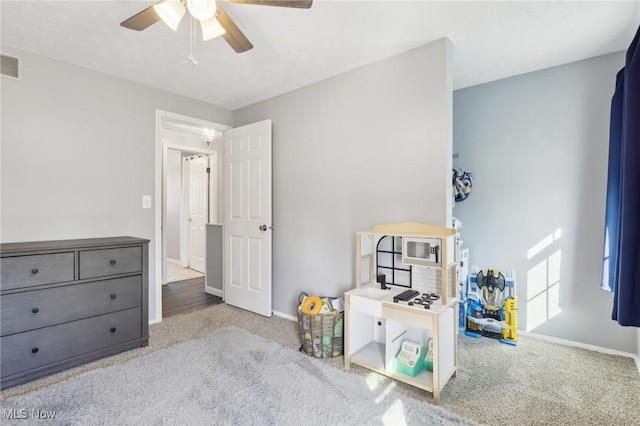 bedroom with visible vents, baseboards, and carpet floors