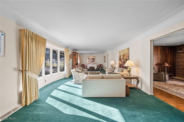 carpeted living room with visible vents