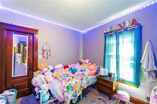 bedroom with a textured ceiling