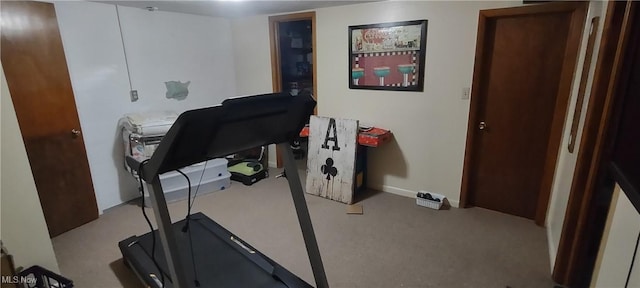 exercise area featuring carpet floors