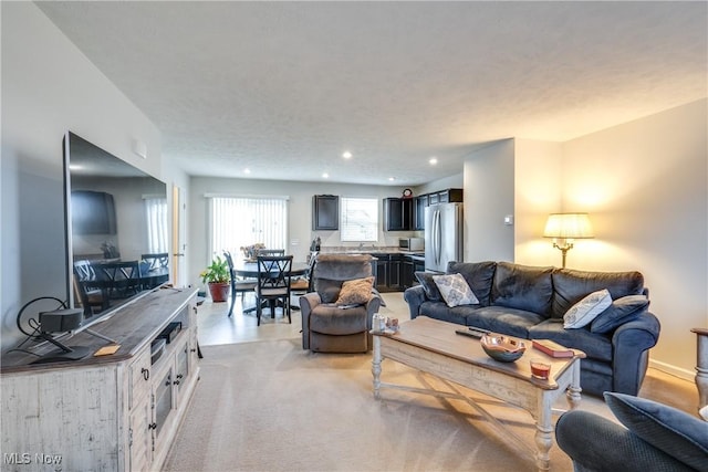 living area with recessed lighting