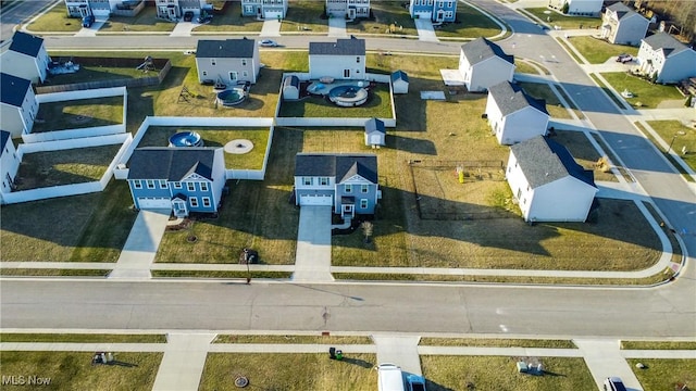 drone / aerial view with a residential view