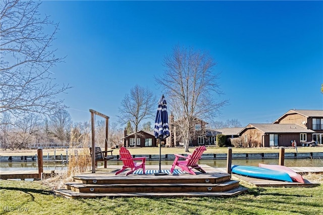 view of jungle gym with a yard