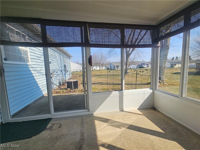 view of unfurnished sunroom