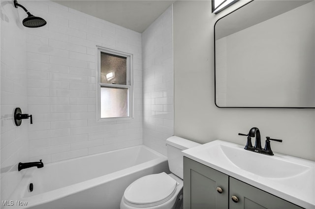 full bathroom featuring vanity, toilet, and shower / bath combination