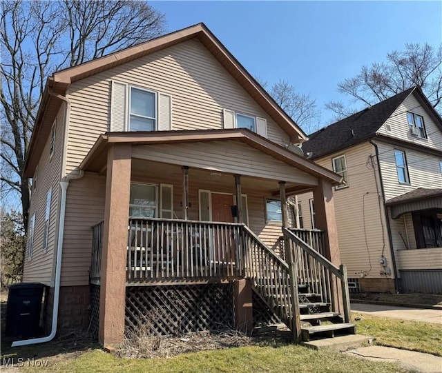 view of front of home featuring covered porch