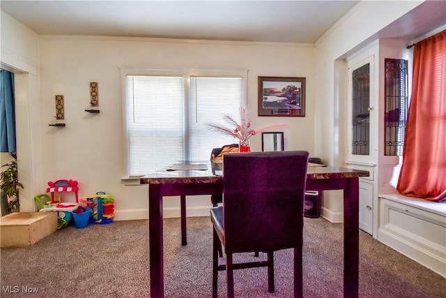 office space featuring baseboards and carpet flooring