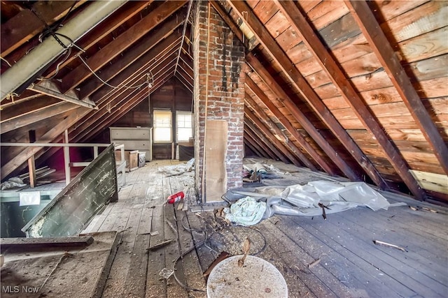 view of unfinished attic