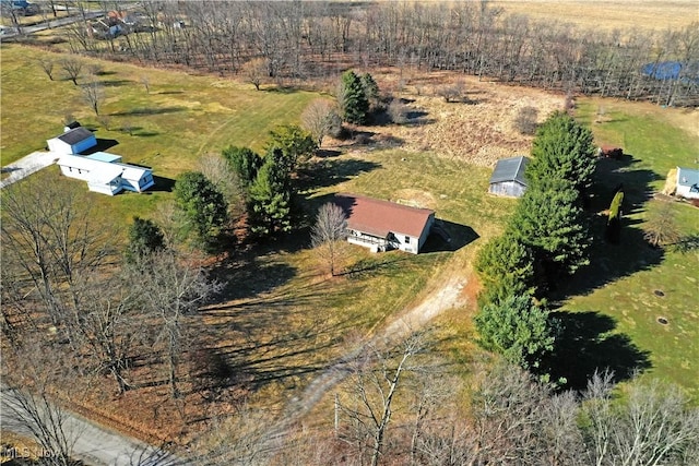 drone / aerial view with a rural view