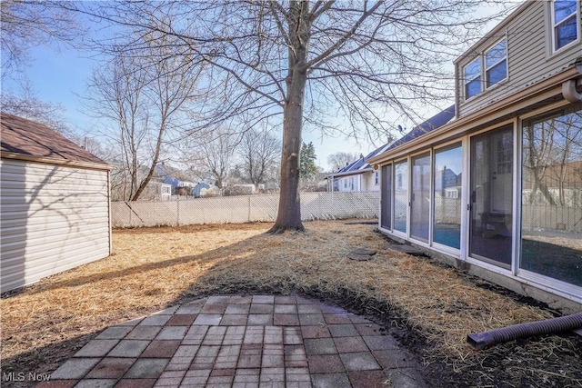 view of yard with a patio and a fenced backyard