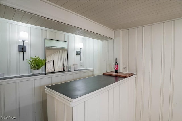 bar with wood ceiling