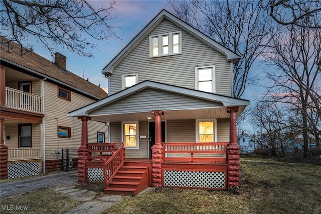 traditional style home with a porch