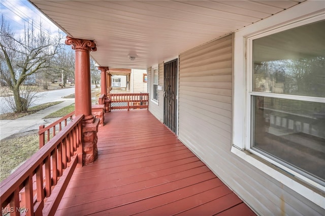 deck featuring a porch