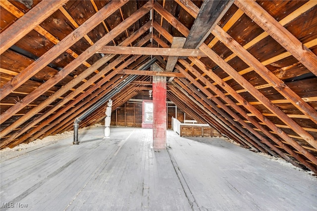 view of unfinished attic