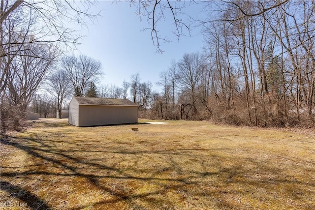 view of yard featuring an outdoor structure