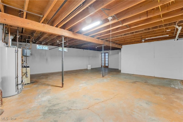 basement featuring gas water heater