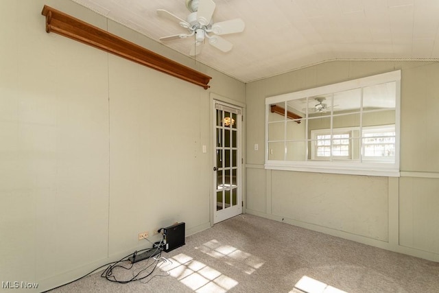 exterior space featuring lofted ceiling and ceiling fan