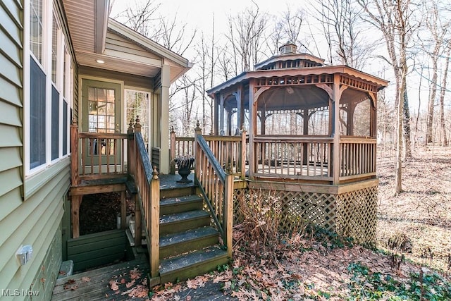 deck featuring a gazebo