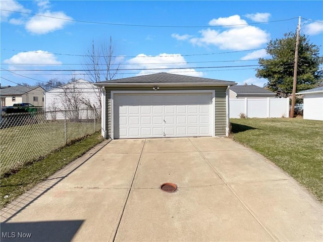 detached garage with fence