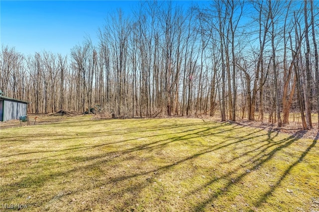 view of yard featuring an outbuilding