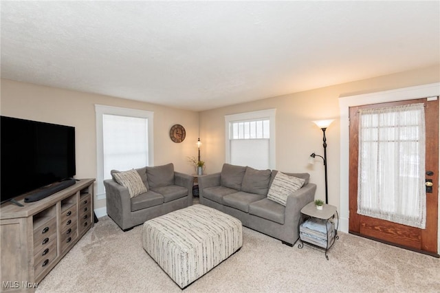 living room featuring carpet flooring