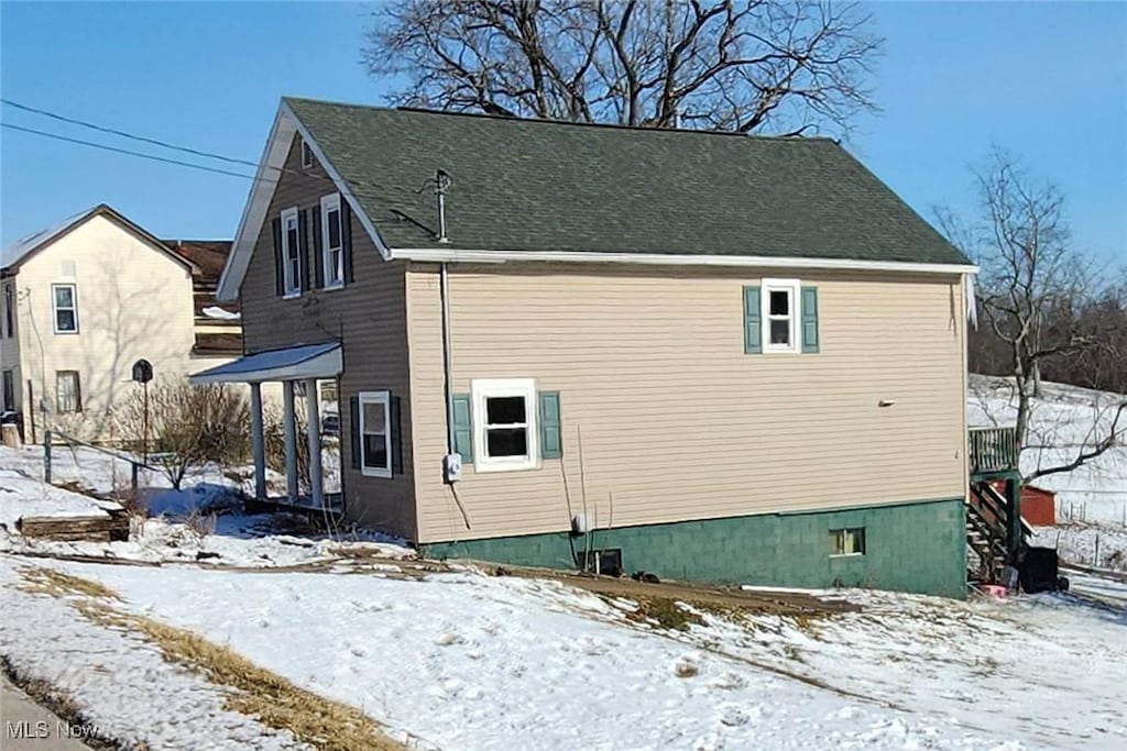 view of snowy exterior