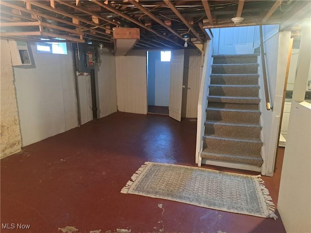 basement with stairs