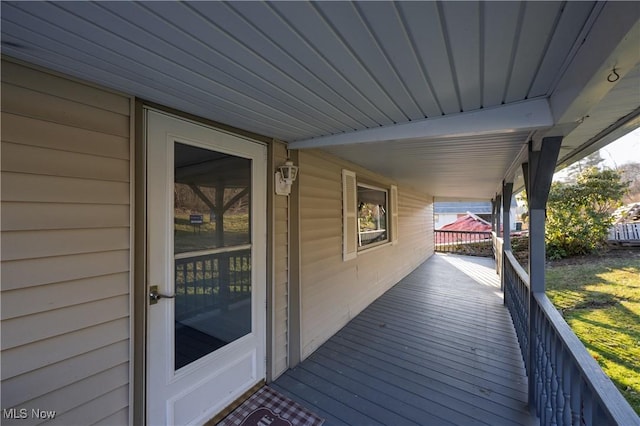 wooden deck with covered porch