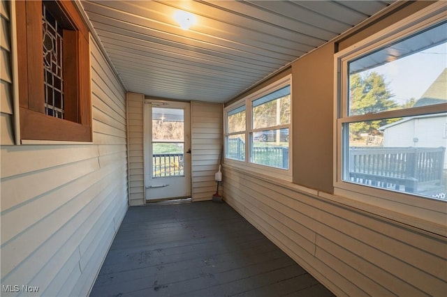 view of unfurnished sunroom