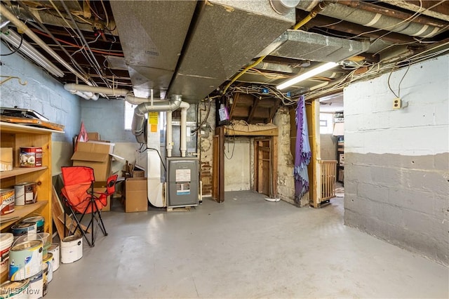 basement with heating unit