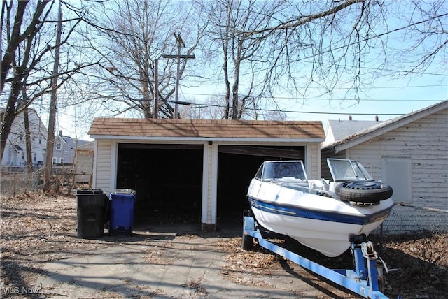 view of detached garage