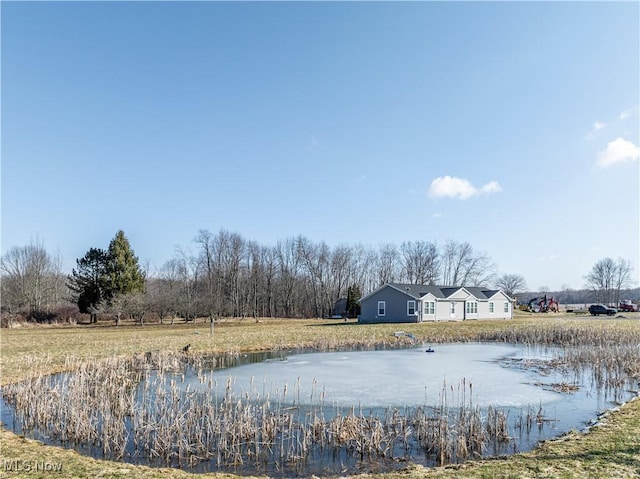 view of yard with a water view