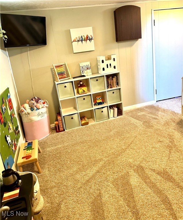 game room with carpet floors