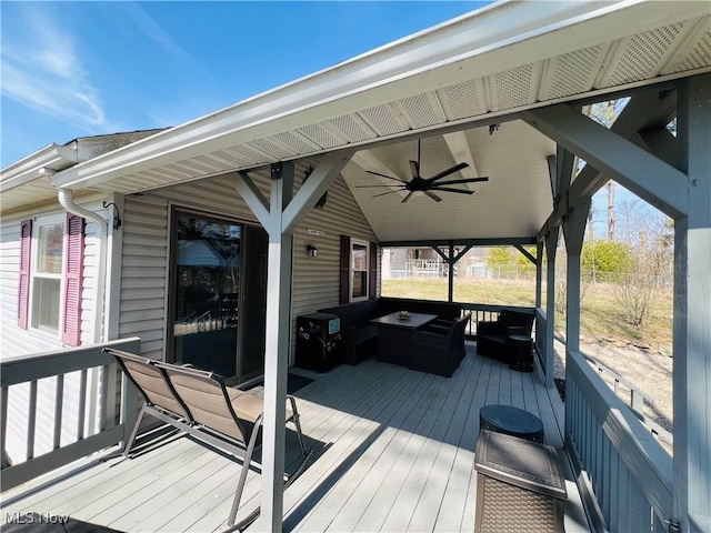 deck featuring ceiling fan