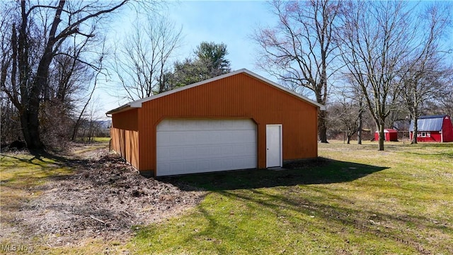 view of detached garage