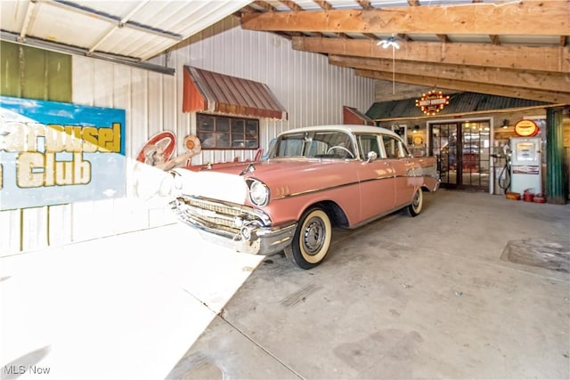 garage featuring metal wall