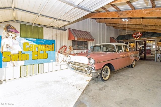 garage featuring metal wall