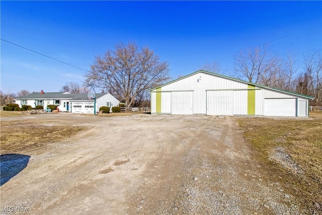 view of detached garage