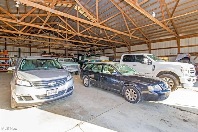 garage featuring metal wall