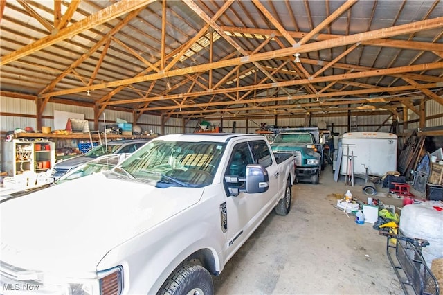 garage with metal wall