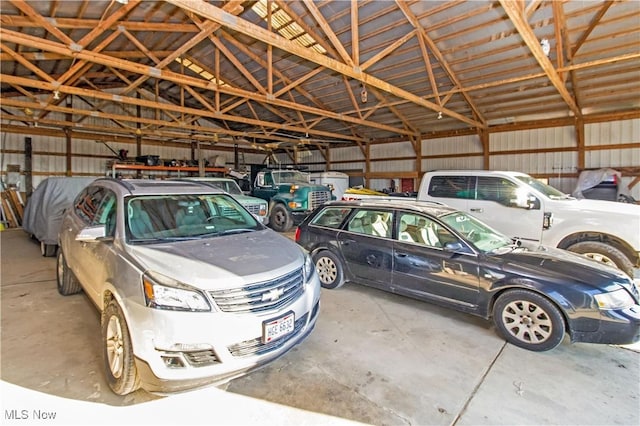 garage featuring metal wall