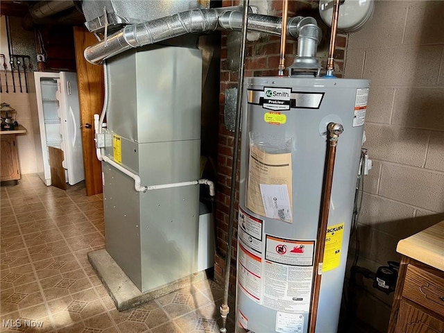 utilities with gas water heater and heating unit