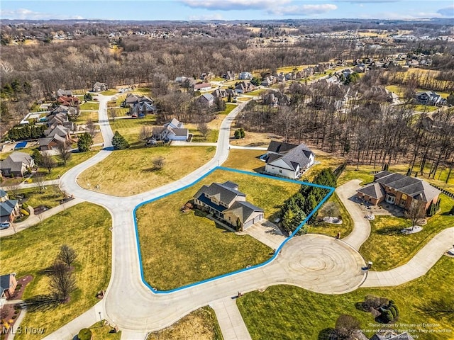 drone / aerial view with a residential view