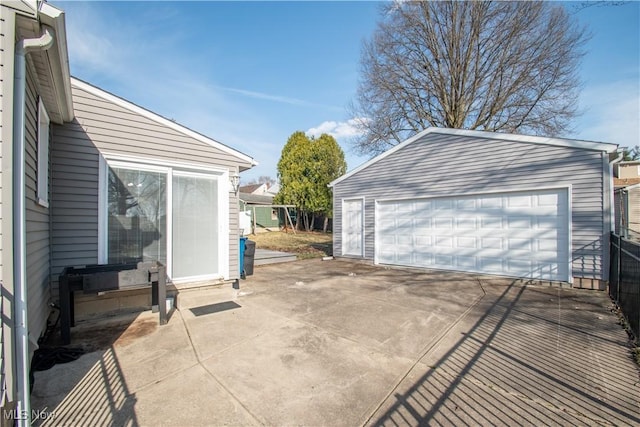 view of detached garage