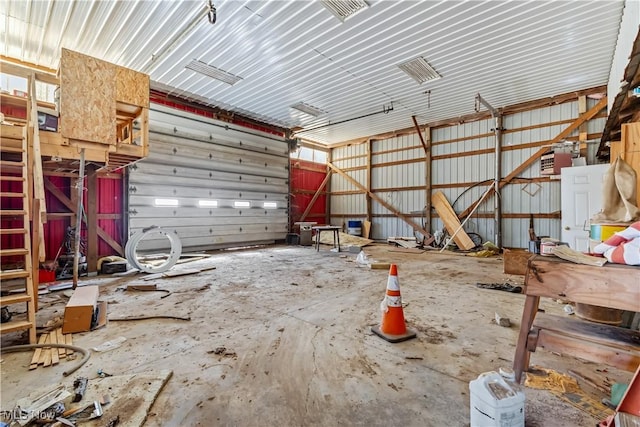 garage featuring metal wall