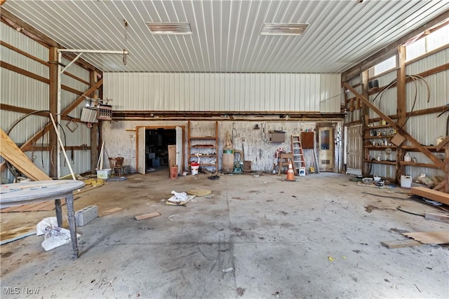 garage featuring metal wall