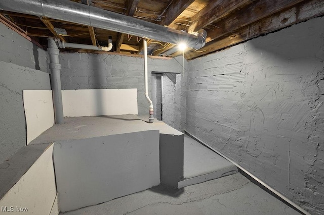 view of unfinished basement