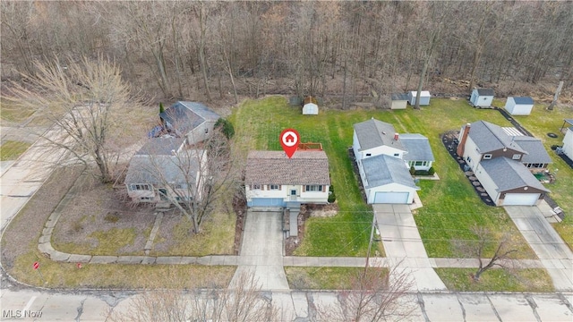 bird's eye view with a residential view