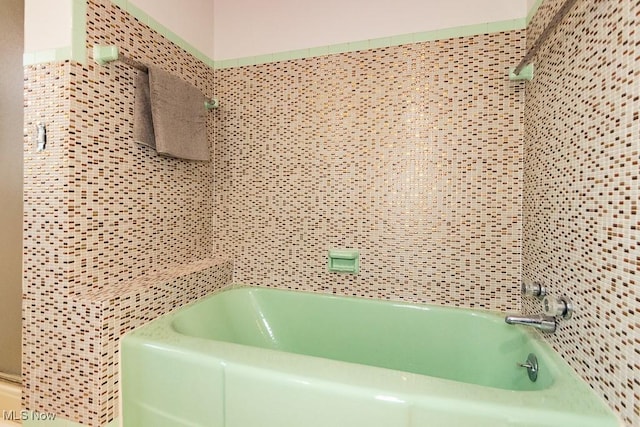 full bathroom featuring a bathing tub and walk in shower